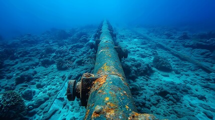 Protective burial of sub-sea cable on ocean floor - obrazy, fototapety, plakaty