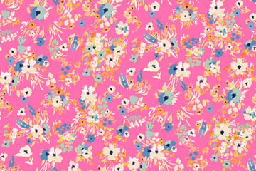  Cute feminine seamless watercolor pattern with little tiny wildflowers, hand drawn, not AI