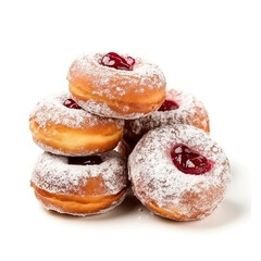 Obraz na płótnie Canvas Tasty donuts with jam on white background