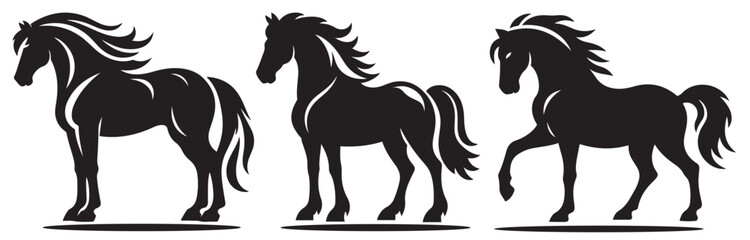 Obraz na płótnie Canvas silhouette of horses, Horse Vectors, Horse Silhouettes, 