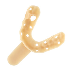 Dental plastic mold for teeth and implants isolated on white background. Individual tray, custom tray.