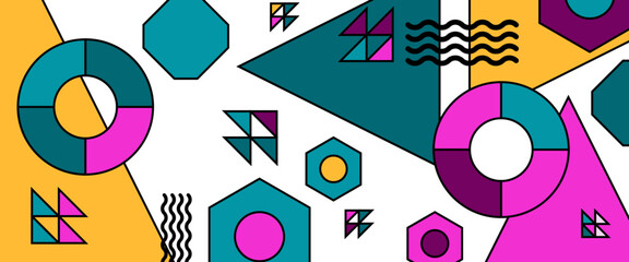 Colorful vector banners with abstract design flat geometric style. For banner, background, business or technology presentation, web brochure cover layout, wallpaper