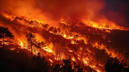 Large Forest Engulfed in Flames