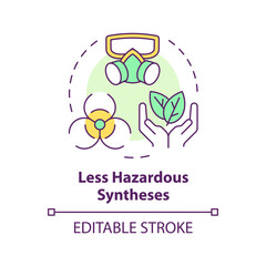 Less hazardous synthesis multi color concept icon. Minimal toxicity, eco friendly. Environmental impact. Round shape line illustration. Abstract idea. Graphic design. Easy to use presentation, article