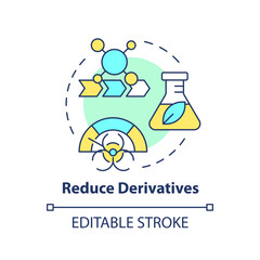 Reduce derivatives multi color concept icon. Chemical waste reduction. Sustainable chemistry. Round shape line illustration. Abstract idea. Graphic design. Easy to use presentation, article