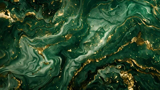 Geological phenomenon captured in a green and gold marble texture