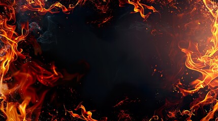 black background fire art border copy space texture
