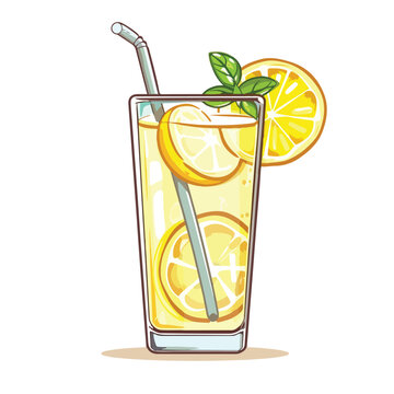 Lemonade in glass icon image cartoon vector 