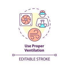 Proper ventilation use multi color concept icon. Hazardous vapors. Engineering control, workplace safety. Round shape line illustration. Abstract idea. Graphic design. Easy to use presentation