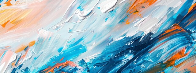 Abstract background with colorful brush strokes of acrylic paints. Painting in the style of impressionism and expressionism art. Closeup view. - obrazy, fototapety, plakaty