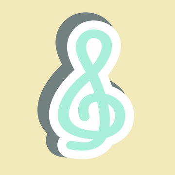 Sticker Treble Clef - Simple illustration, Good for Prints , Announcements, Etc