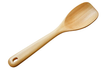 Solid Wood Cooking Spoon on Transparent Background