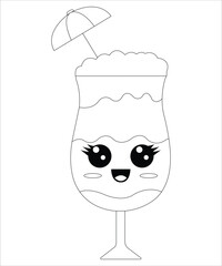 cocktail coloring book page for kids and adults