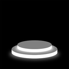 Podium with black background.