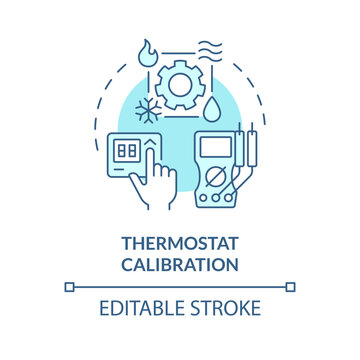 Thermostat calibration soft blue concept icon. Temperature control device. HVAC system maintenance. Round shape line illustration. Abstract idea. Graphic design. Easy to use in promotional material