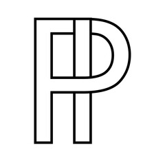 Logo sign pi ip icon double letters logotype p i