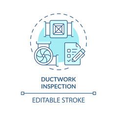 Ductwork inspection soft blue concept icon. Examination of system conduits. Preventive maintenance. Round shape line illustration. Abstract idea. Graphic design. Easy to use in promotional material