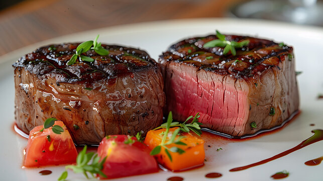 Midjourney Bot
BOT
 &mdash; 03/24/2024 2:40 PM
Capture the exquisite indulgence of a first-class beef steak cut in half in a hyper-realistic photograph that celebrates the culinary artistry of premium dinin