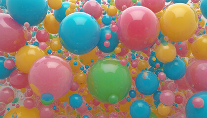 Colorful liquid bubbles, 3d render colorful background