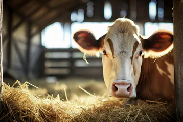Foto op Plexiglas Dairy farm cows in a barn. © Svetlana Rey