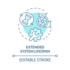 Extended system lifespan soft blue concept icon. HVAC system care. Preventive maintenance. Round shape line illustration. Abstract idea. Graphic design. Easy to use in promotional material