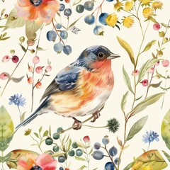 Floral Elegance: Seamless Watercolor Textile Pattern