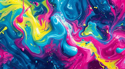 An abstract, fluid art background with vibrant swirls of colors blue, pink, and green intermingling to create a dynamic and energetic effect.