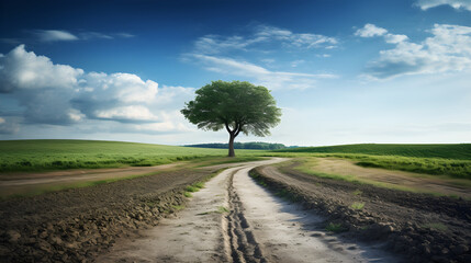 Fototapeta na wymiar Pathways Less Chosen: The Metaphoric Representation of Decisions at a Rural Crossroads