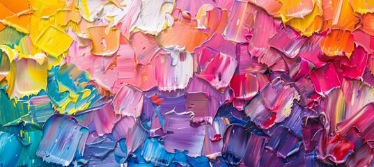 Abstract colorful painting background with palette knife texture and brush strokes. Oil painting...