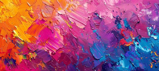 Abstract colorful painting background with palette knife texture and brush strokes. Oil painting...