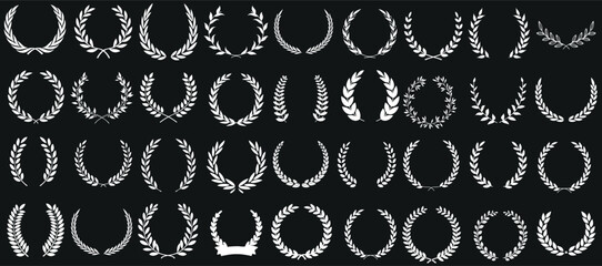 floral frame laurel wreath vector set