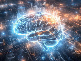 Digital Mind. Brain Artificial Intelligence Concept