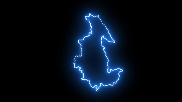 map of Ayacucho in peru with glowing neon effect