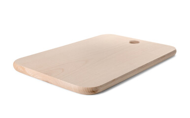 One wooden cutting board on white background