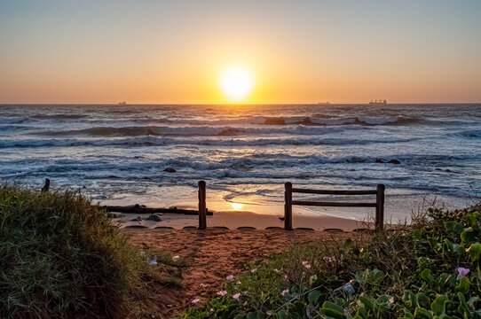 Umdloti Beachfront at Sunrise, Durban South Africa