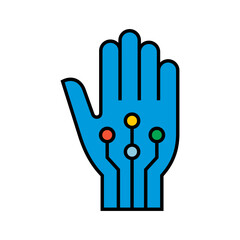 Cyber hand vector illustration. Artificial Intelligence hand icon.	