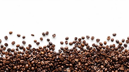 Set of paper take away cups of different black coffee isolated on white background, top view. Coffee cup and beans. Overhead view of backdrop representing halves dark brown coffee beans pleasant scent