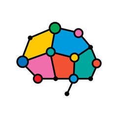 Artificial Intelligence vector illustration. Brain with neural network icon.