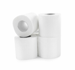 Soft toilet paper rolls isolated on white