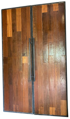 Closed wooden door on transparent background