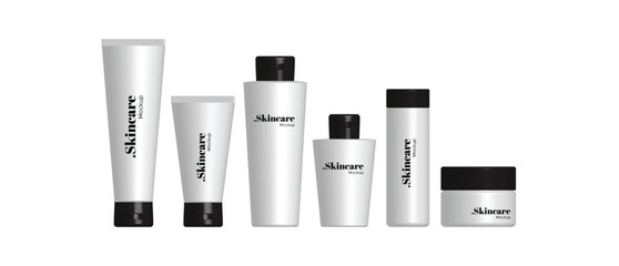 Skincare Cosmetics Bottle Plastic Tube Mockup , Realistic Container Skincare Foam Packaging Package