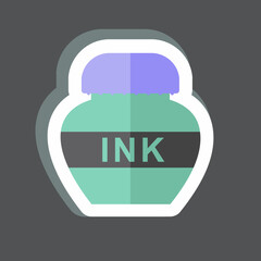 Ink Bottle Sticker in trendy isolated on black background