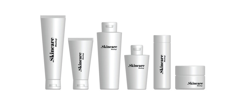 Skincare Cosmetics Bottle Plastic Tube Mockup , Realistic Container Skincare Foam Packaging Package