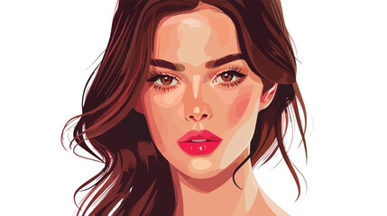 Drawing of a beautiful woman for advertising Flat vector