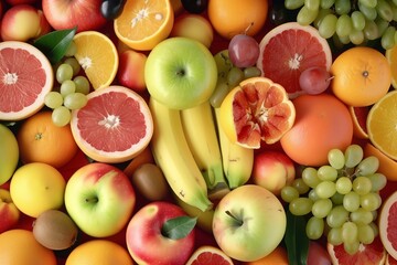 Naklejka na ściany i meble Colorful Assortment of Fresh and Organic Fruits: Market Selection