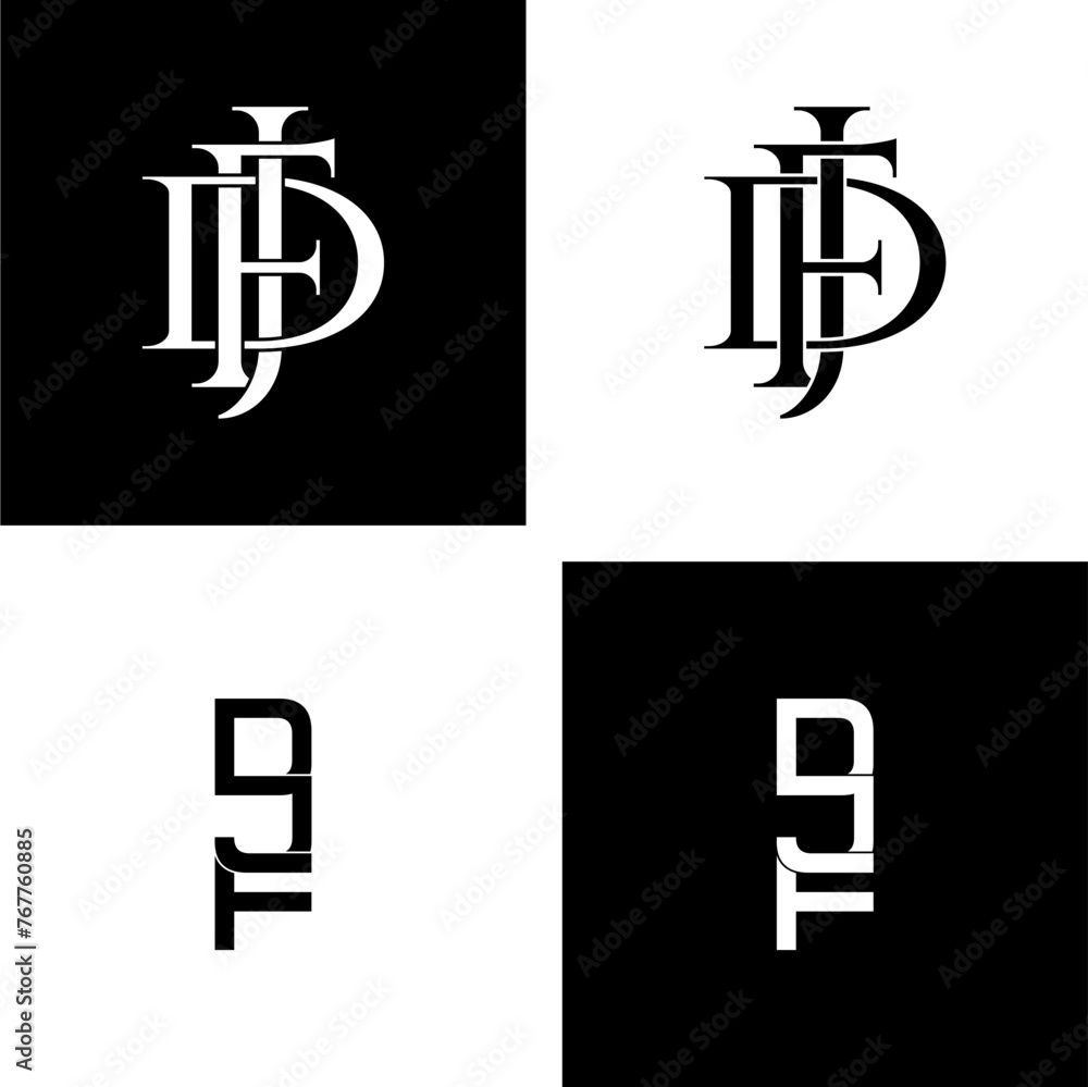 Wall mural djf initial letter monogram logo design set