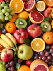 Naklejka na ściany i meble Colorful Assortment of Fresh and Organic Fruits: Market Selection
