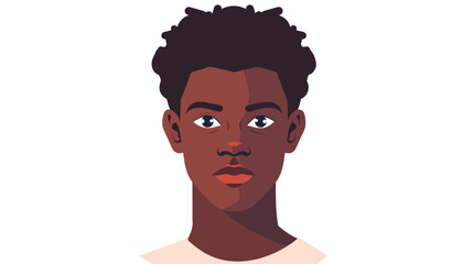 Black young man head avatar character flat vector