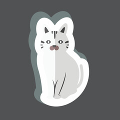 Pet Cat Sticker in trendy isolated on black background