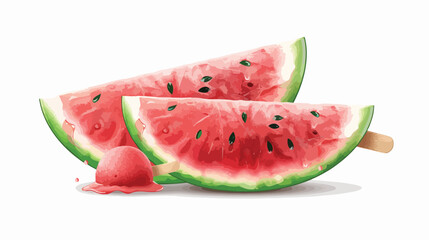 Bright realistic watermelon ice-cream on white background
